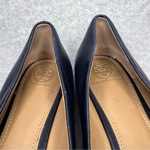 Tory Burch Powder Coated Melinda Ballet Flats Leather Perfect Navy Blue Size 8.5 - Picture 14 of 16